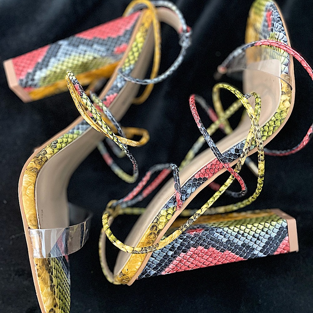 Multi-Color Tie Up Heels